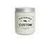 Custom 8oz “Entering” town candle with personalized label and state silhouette, hand-poured in eco-friendly coconut wax