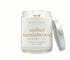 Amber Sandalwood 8oz non-toxic coconut wax candle with silver lid.
