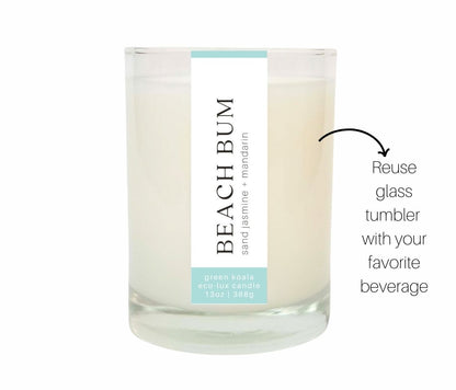 Green Koala Organic Beach Bum Eco-Luxury Candle Glass Jar With black Lid