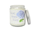 Best Ever personalized eco-luxury candle 8oz with silver lid in a beautiful floral hydrangea scent.