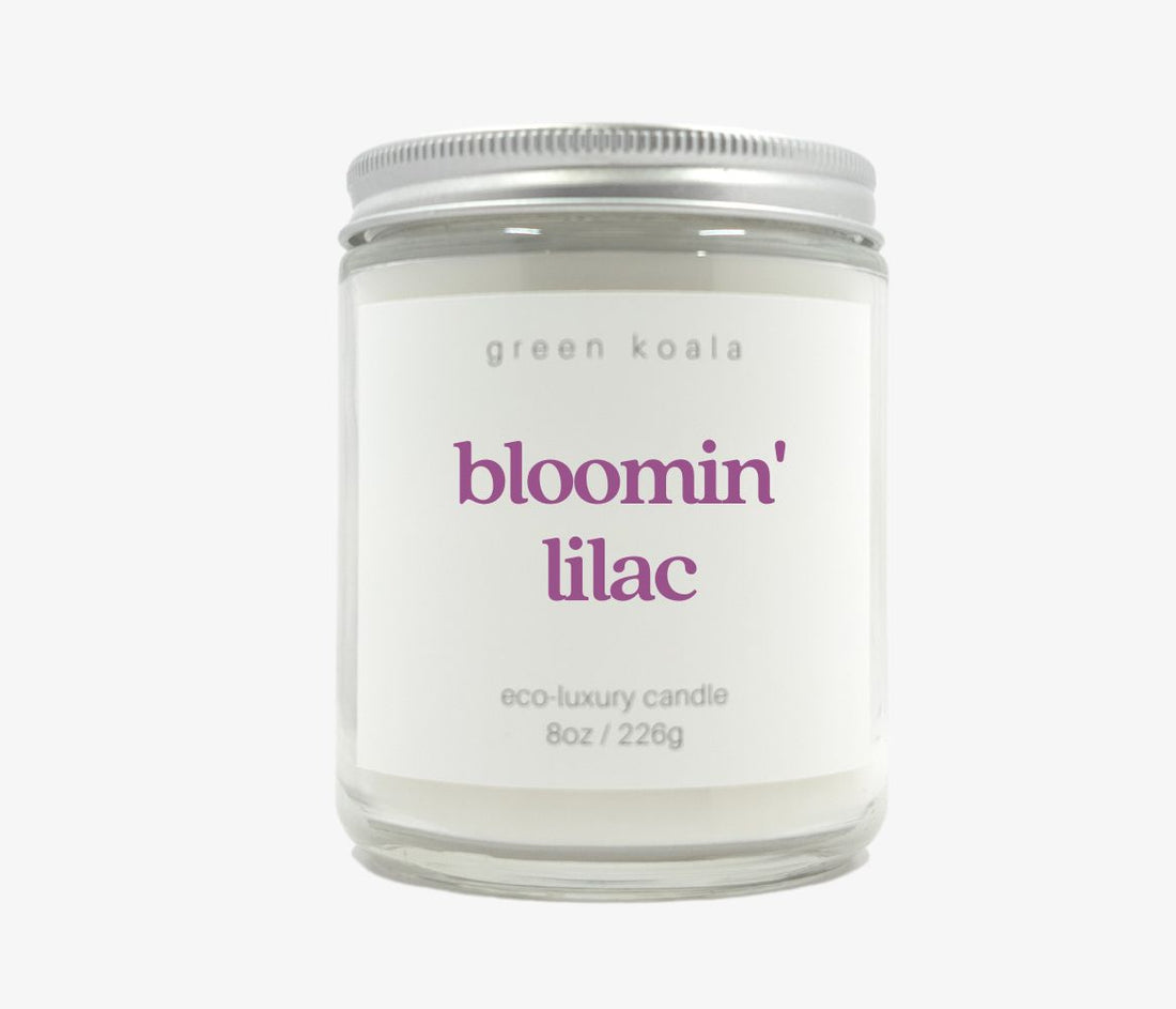 Bloomin Lilac 8oz candle with silver lid