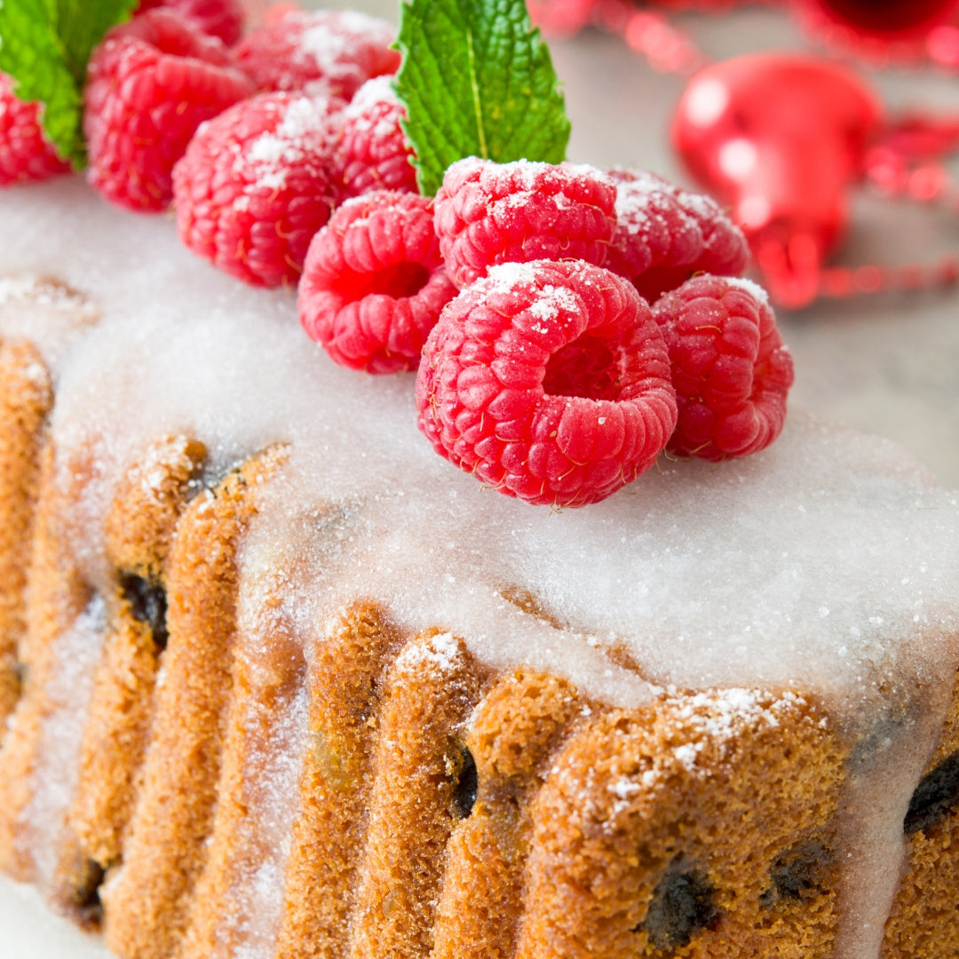 Photo of a Christmas desert with raspberry&
