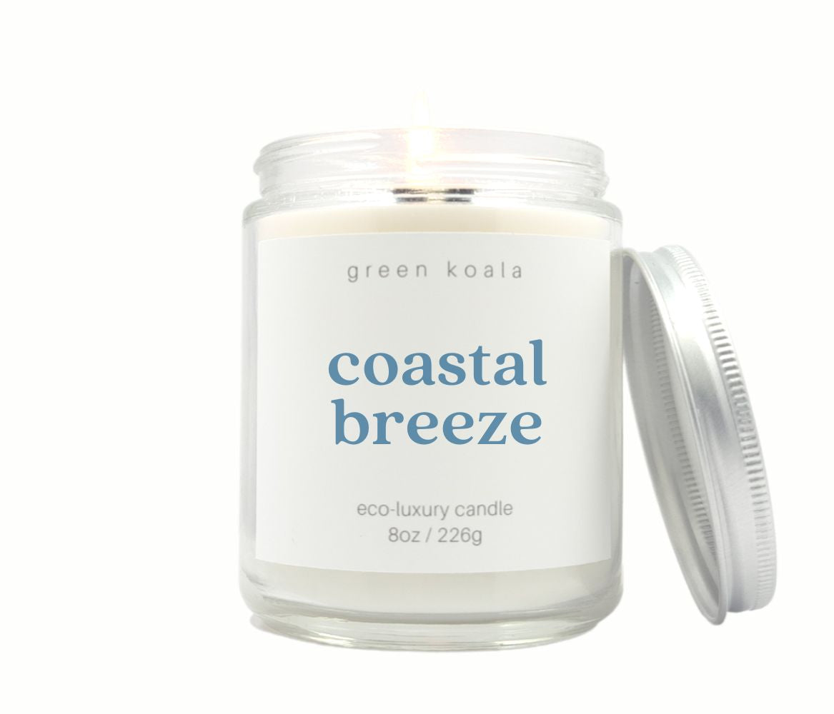 Coastal Breeze Candle 8oz | Clean Coconut Wax – Green Koala