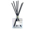 Coastal Calm reed diffuser in a sleek glass bottle with black reeds, perfect for creating a serene, ocean-inspired vibe