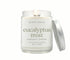 8oz Eucalyptus Mist scented non-toxic and clean burning candle in a glass jar with silver lid.