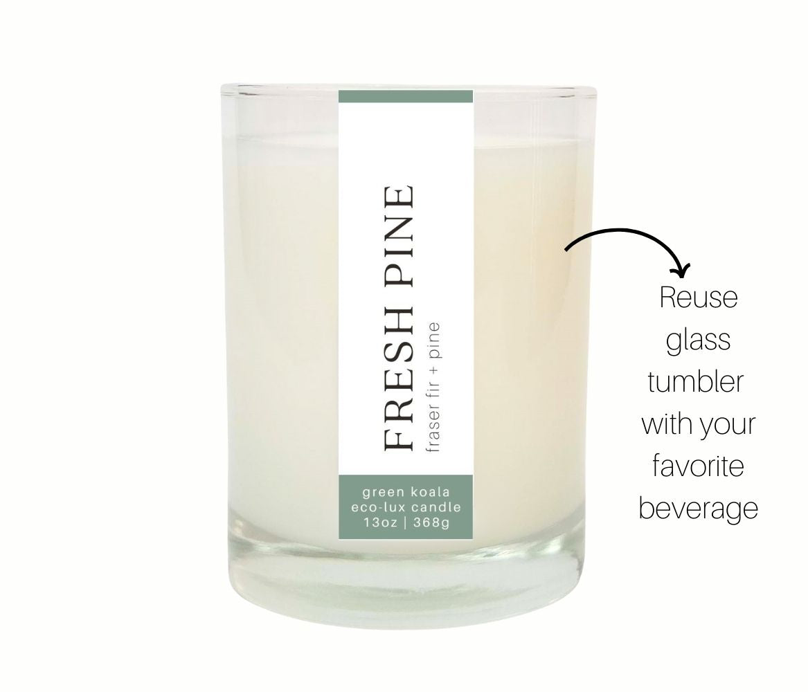 13oz Green Koala Organic Fresh Pine Eco-Luxury Candle Glass Jar