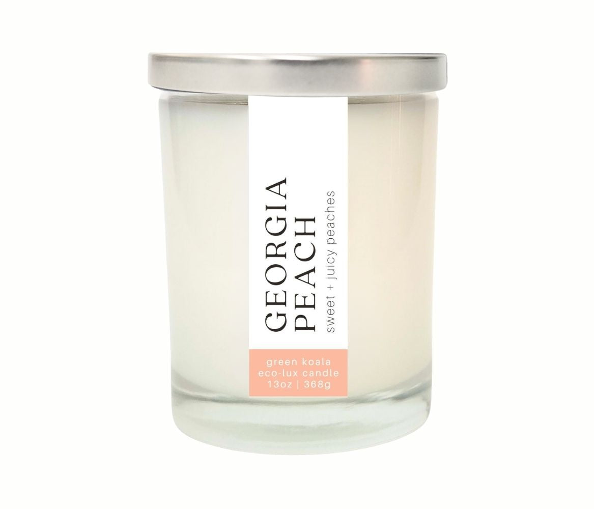 Green Koala Organic Georgia Peach Eco-Luxury Candle Glass Jar With Lid