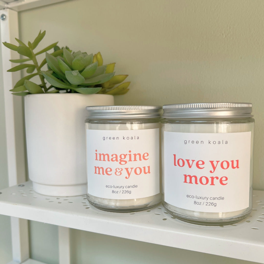 Green Koala Organic Imagine Me & You 8oz Candle. Handpoured and clean burning.