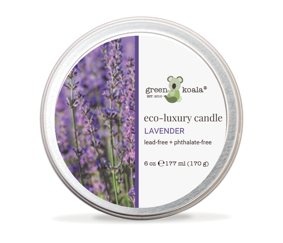 6 oz tin Green Koala Organic Lavender Eco-Luxury Non-Toxic Candle Tin With Lid