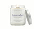 8oz Lavender scented eco-friendly candle with silver lid. Non-toxic and cleaning burning.