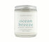 8oz Ocean Breeze scented eco-friendly candle with silver lid. Non-toxic and cleaning burning.