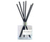 Ocean Breeze reed diffuser in a sleek glass square bottle with black reeds, perfect for a crisp, ocean-inspired vibe