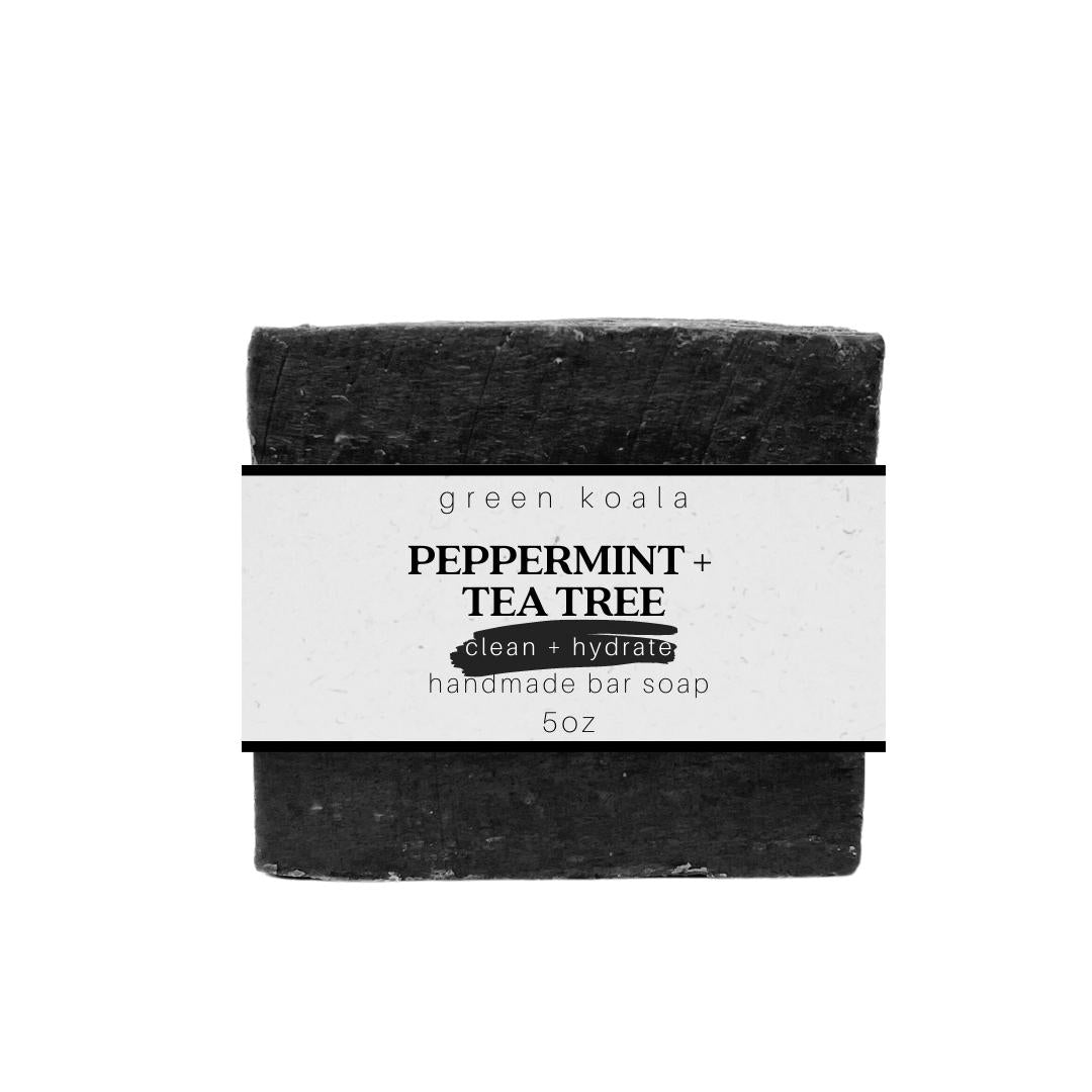 5oz Green Koala Organic Peppermint Tea Tree Activated Charcoal Natural Soap Bar Soap.