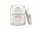 8oz Pumpkin Spice scented eco-friendly candle with silver lid. Non-toxic and cleaning burning.