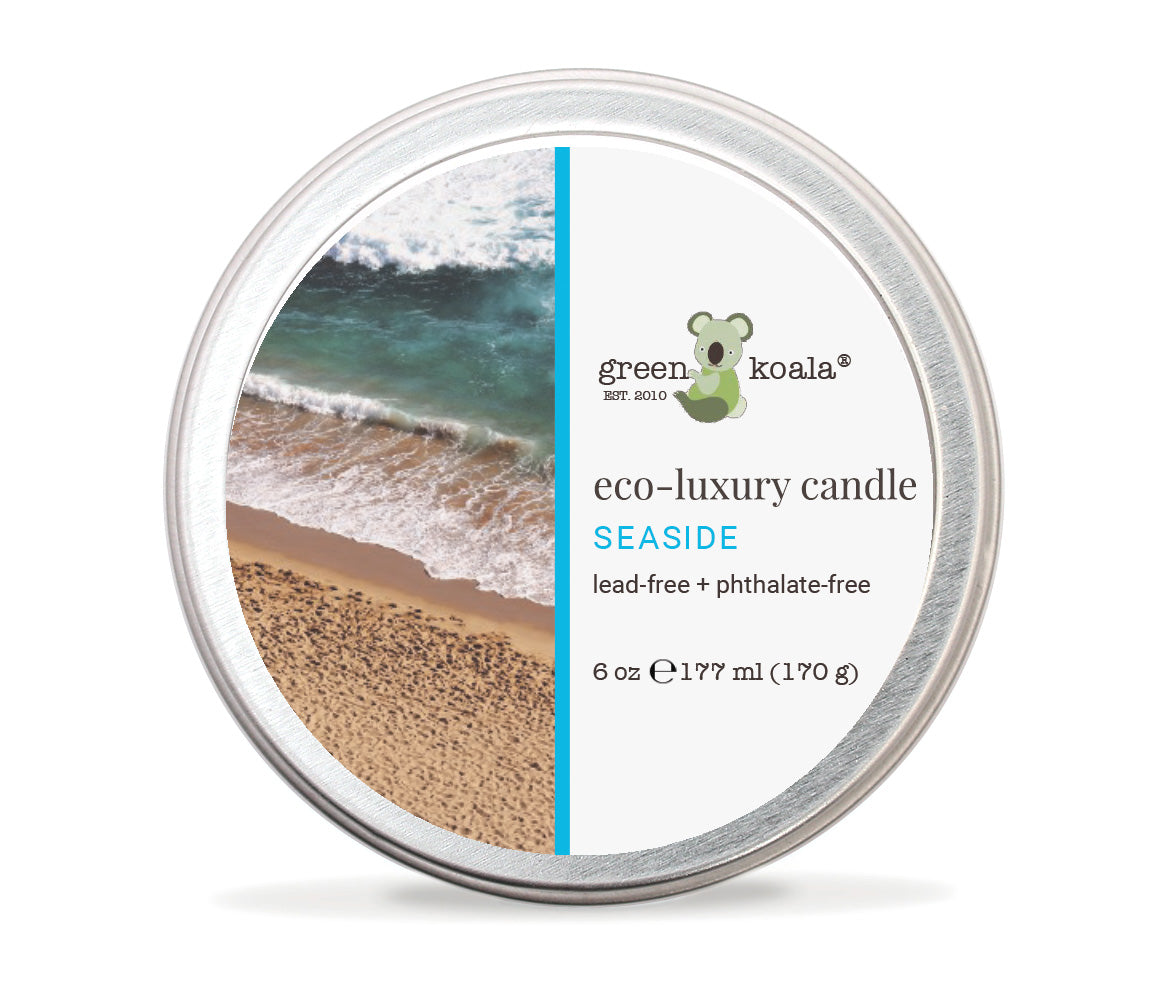 Sea + Sand 6oz Eco-Luxury Tin Candle, Non-Toxic Candles