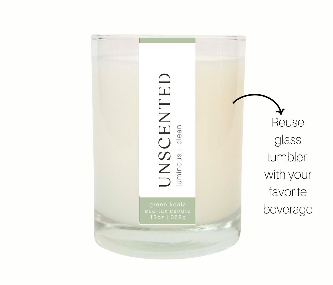 13oz Green Koala zero-waste unscented drinking candle