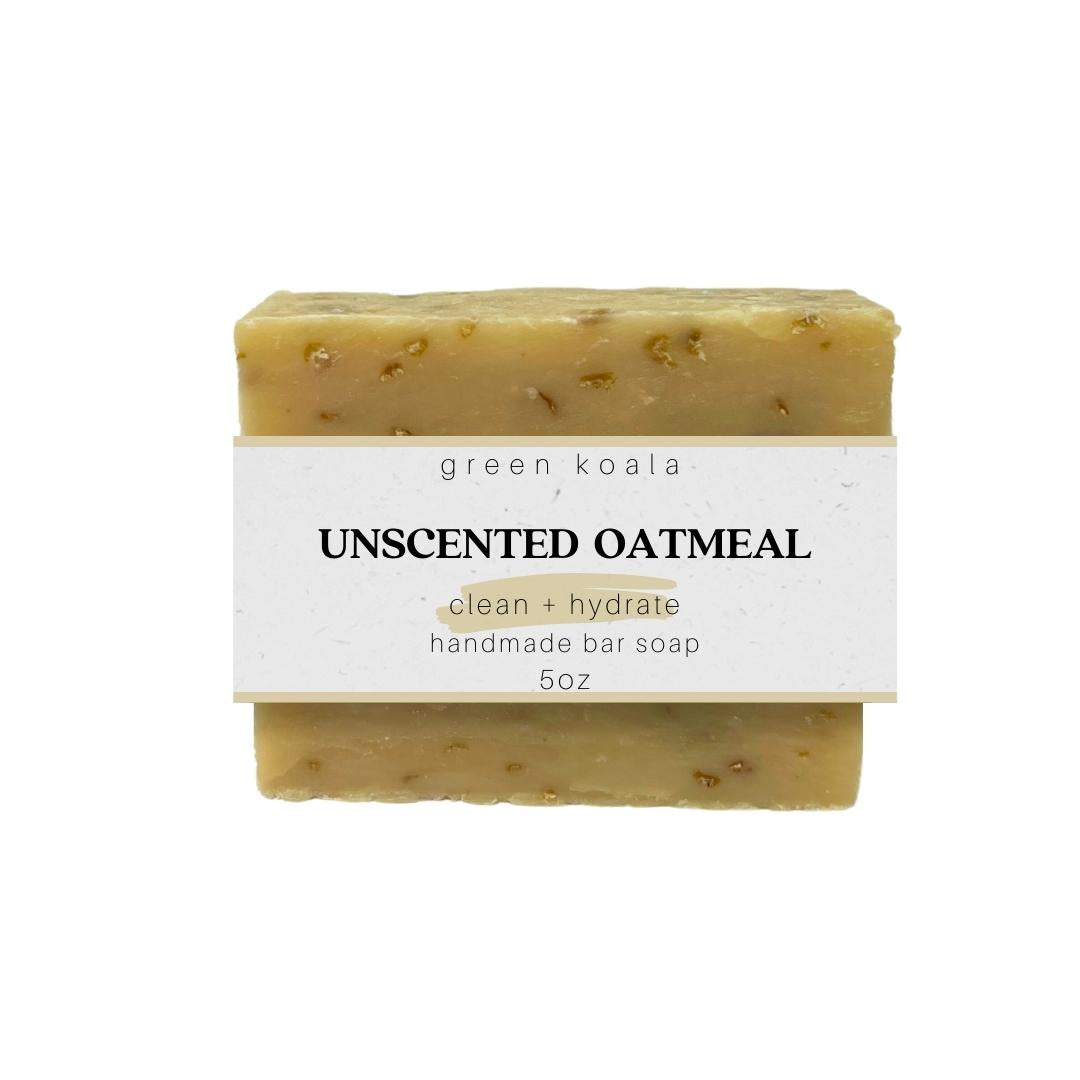 5oz Green Koala Organic Unscented Oatmeal Bar Soap. Fragrance free.