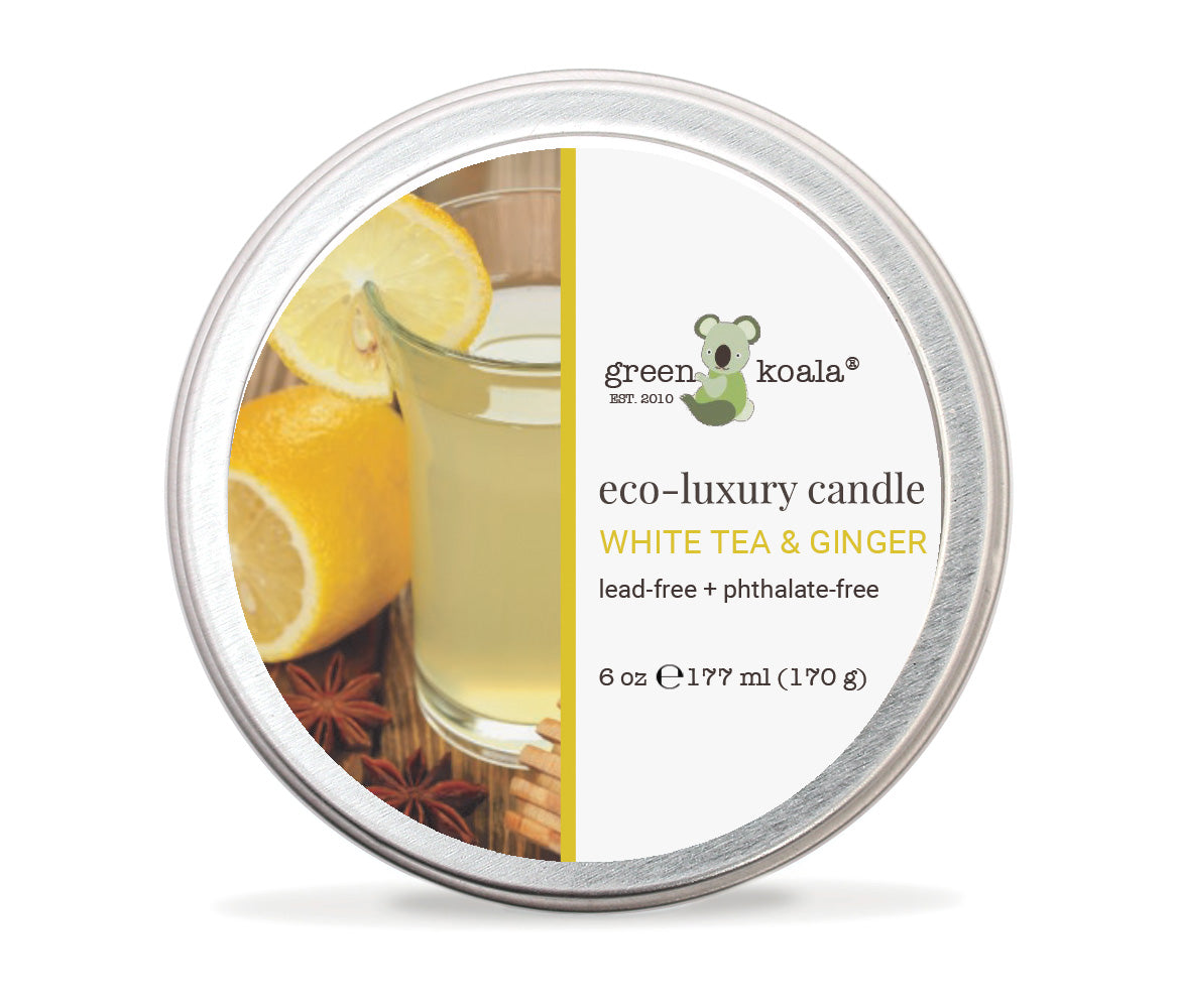 6oz Green Koala White Tea & Ginger Tin Candle