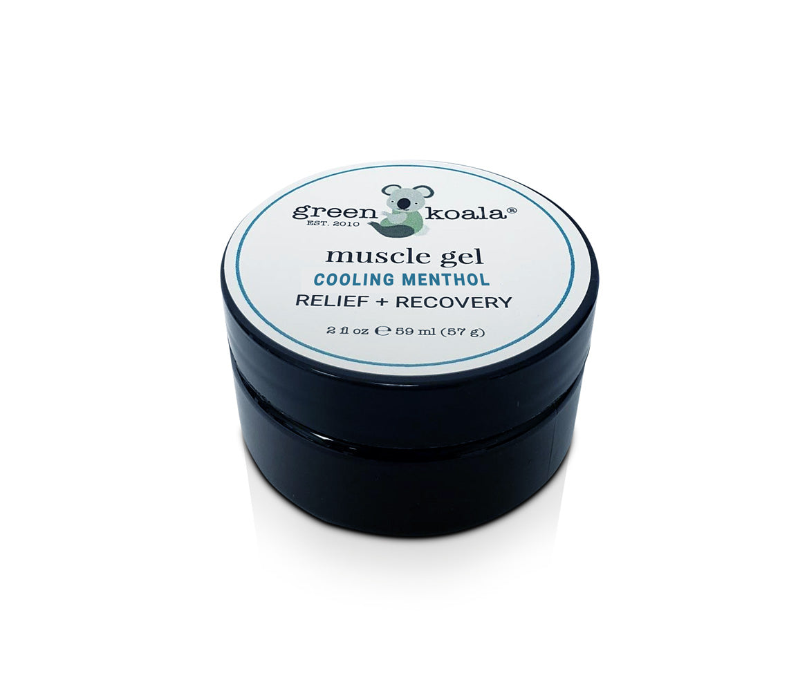 Cooling muscle gel in 2oz brown jar