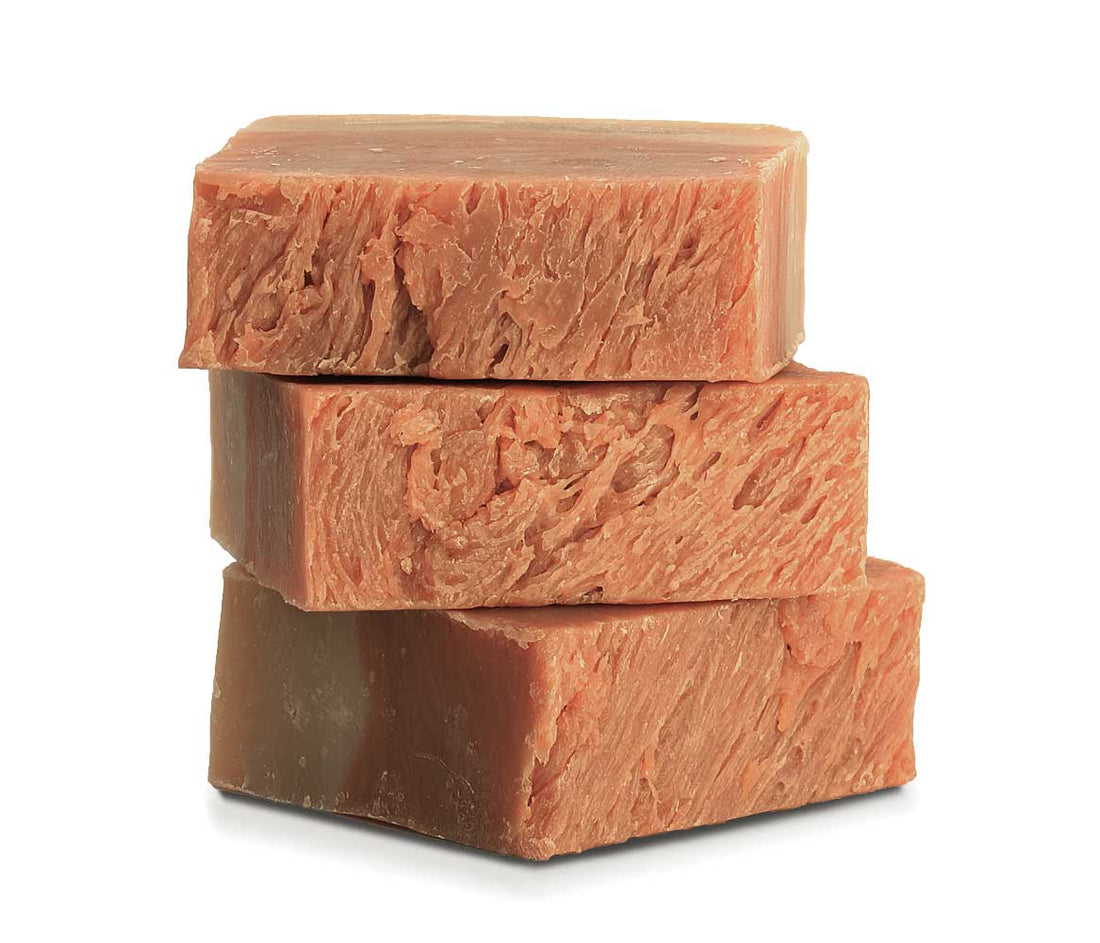 A 3-pack of Green Koala cherry almond handmade bar soap.
