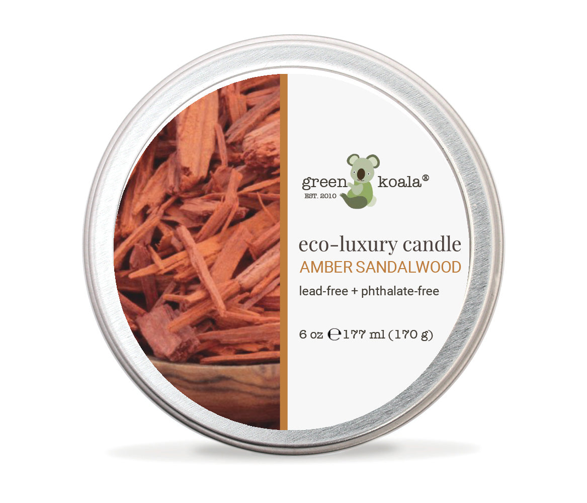6oz tin candle made with coconut wax and scented with amber sandalwood. 