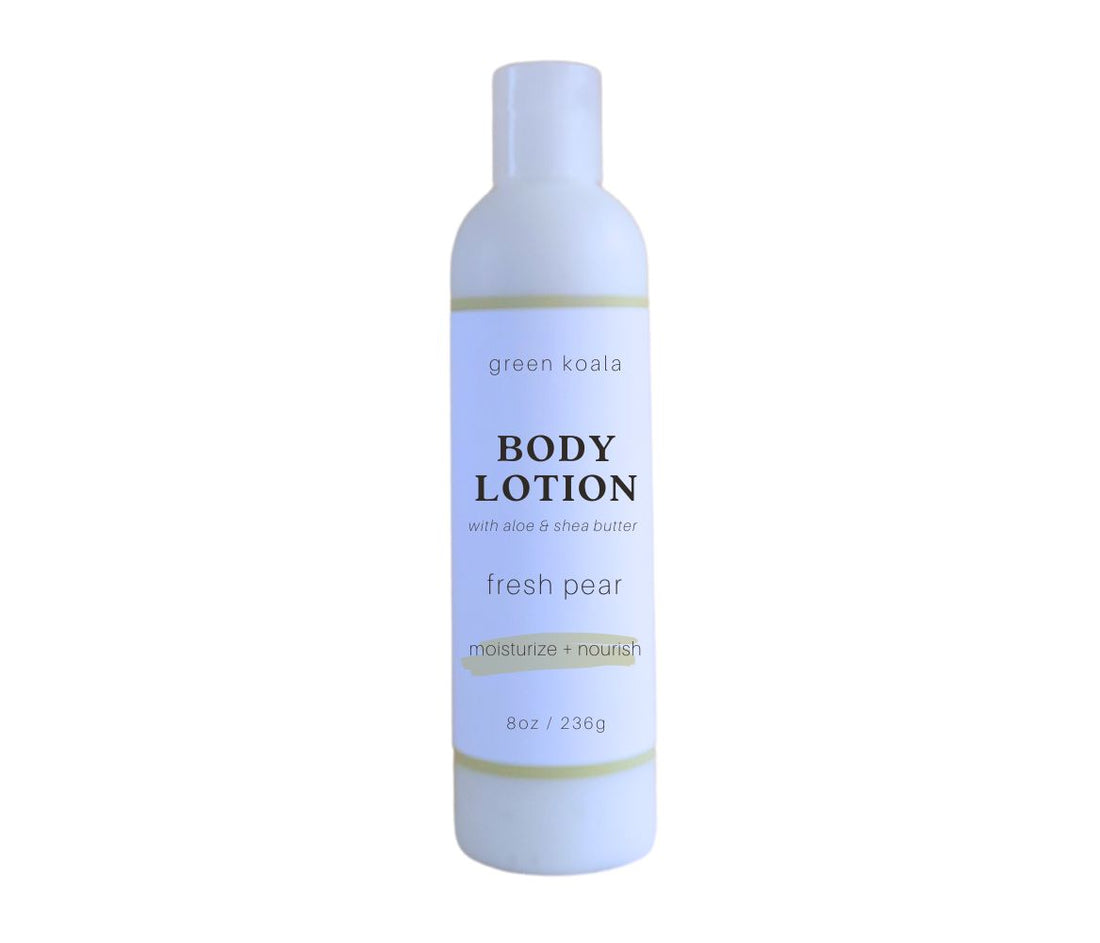 Natural Fresh Pear Body Lotion in 8 oz bottle with press lid