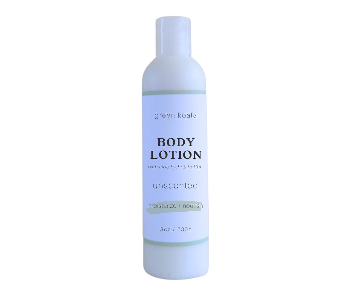 Unscented natural paraben free body lotion in 8 oz bottle