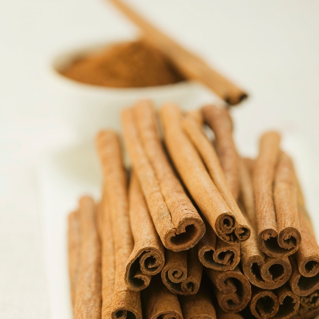 Stack of cinnamon sticks.