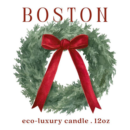 Example of a label for the 12oz custom large wreath with bow design 