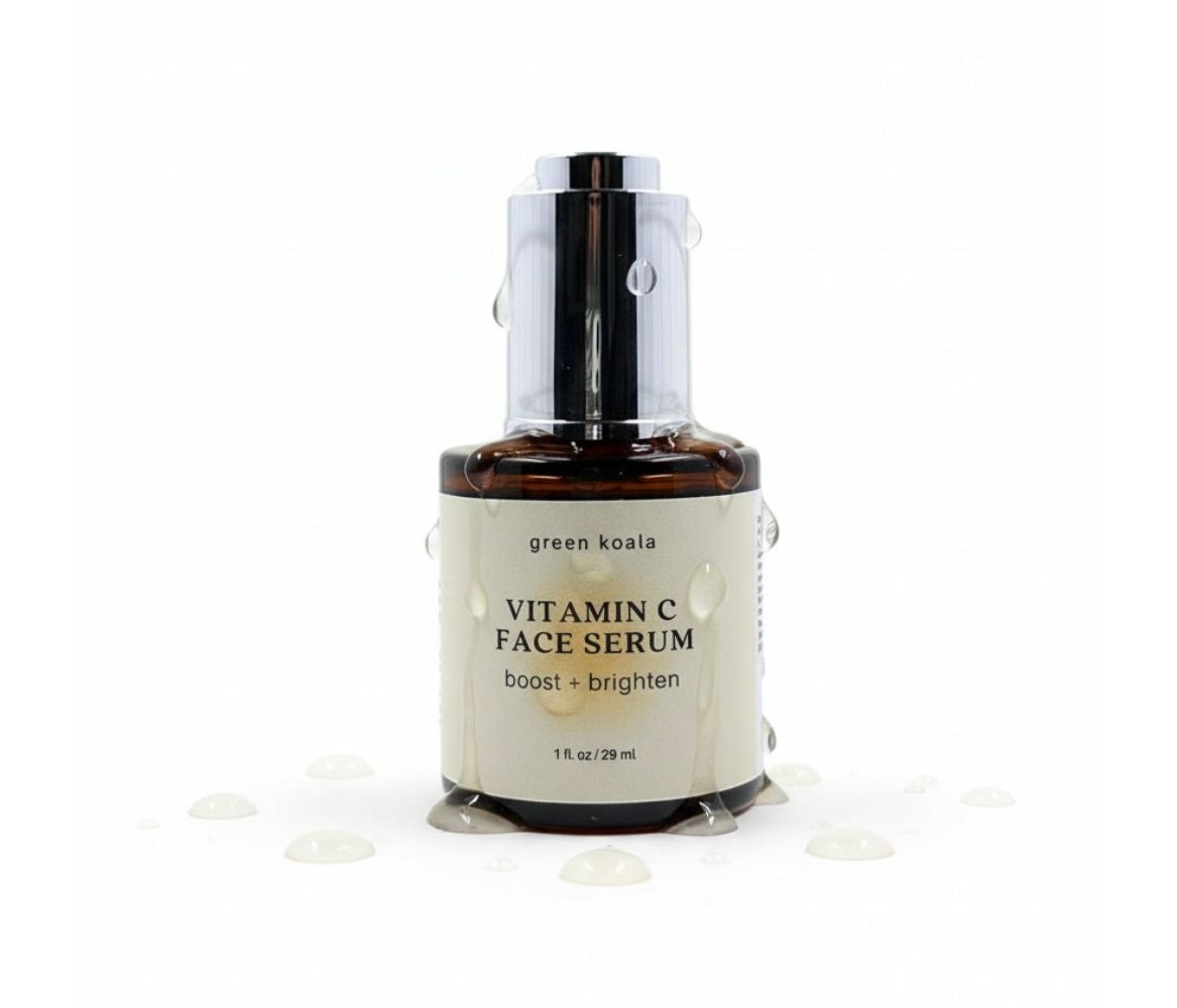 Green Koala Vitamin C Face Serum in a 2 oz glass jar natural brightening facial serum