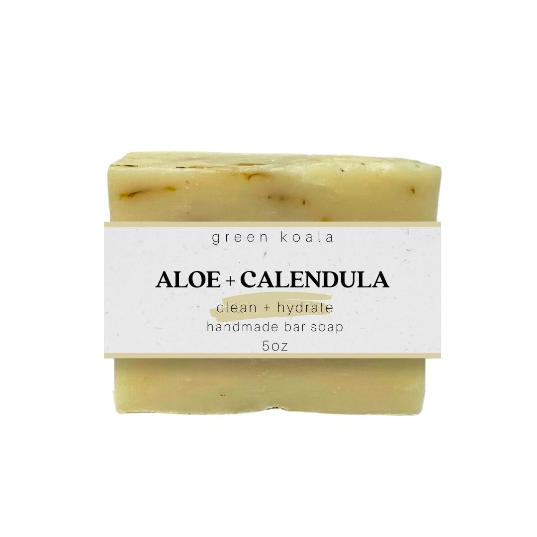 5oz Green Koala Organic Aloe + Calendula Natural Bar Soap.