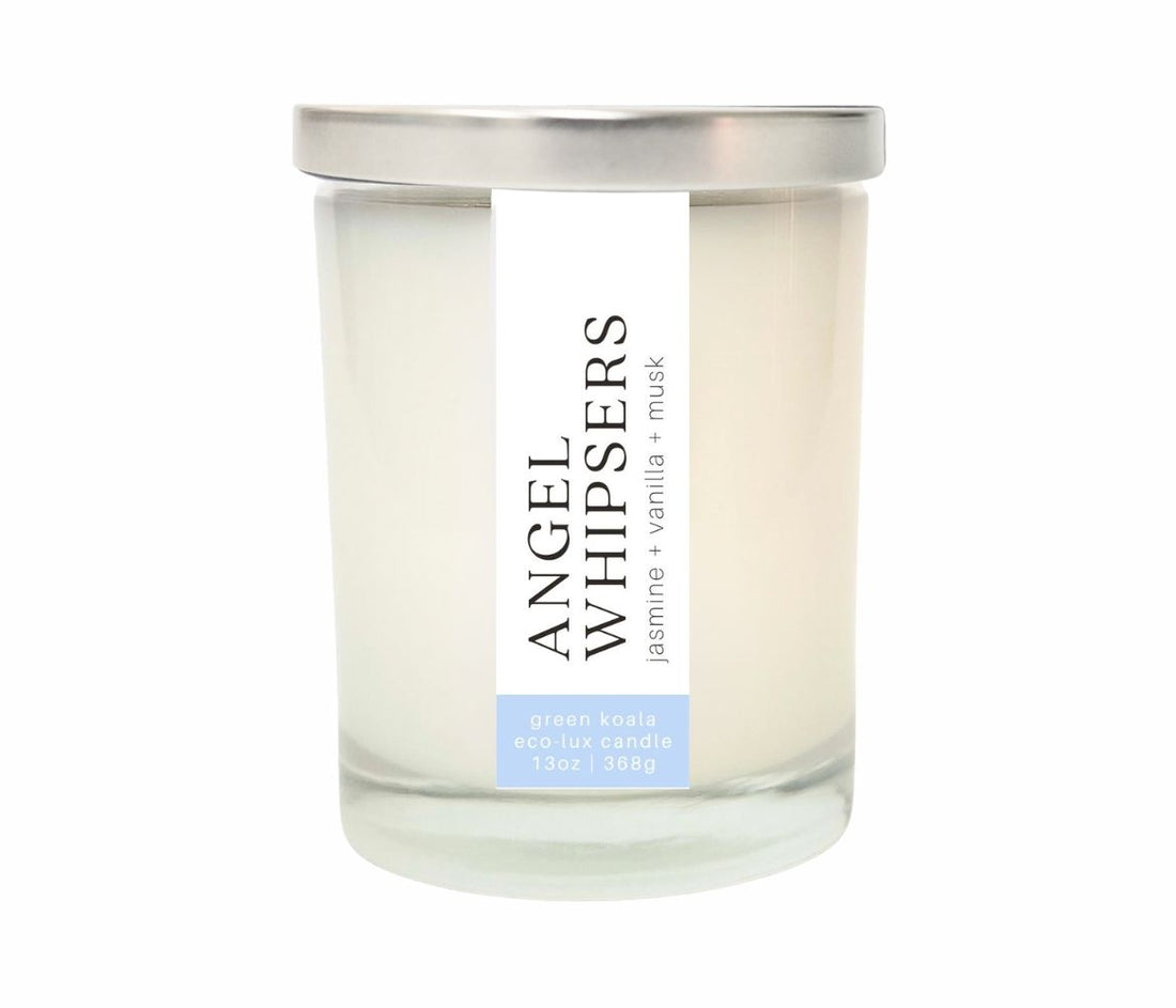 13oz Angel Whispers zero waste candle made with coconut wax for a clean burn
