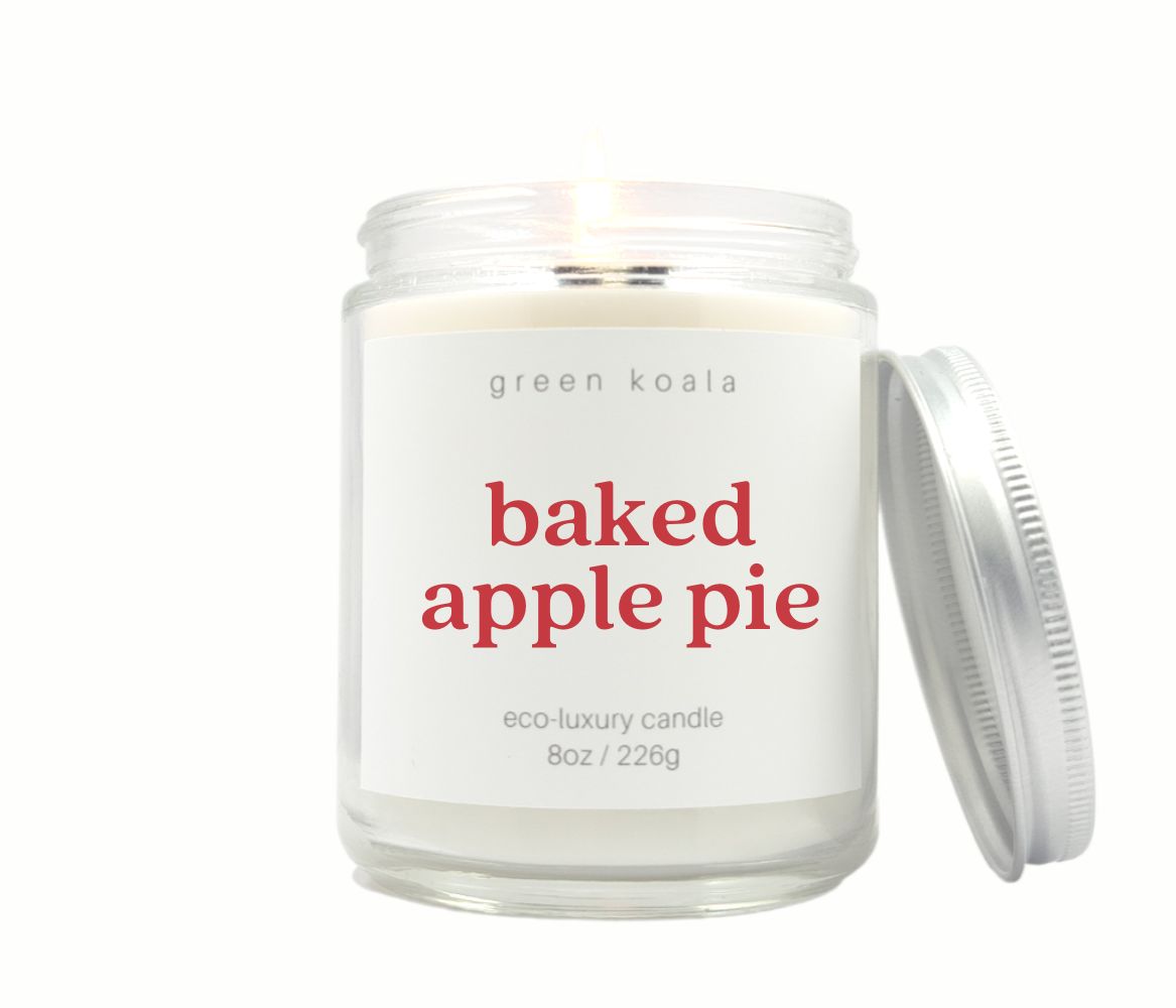 8oz Baked Apple Pie Non-Toxic Candle with silver lid