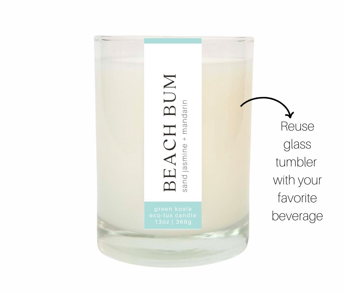 Green Koala Organic Beach Bum Eco-Luxury Candle Glass Jar With black Lid