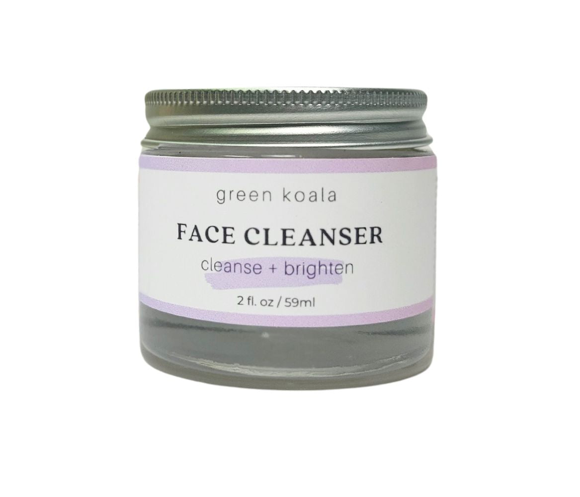 Green Koala Organic Botanical Face Cleanser in a 2oz glass jar, formulated with natural ingredients to gently cleanse and refresh the skin.