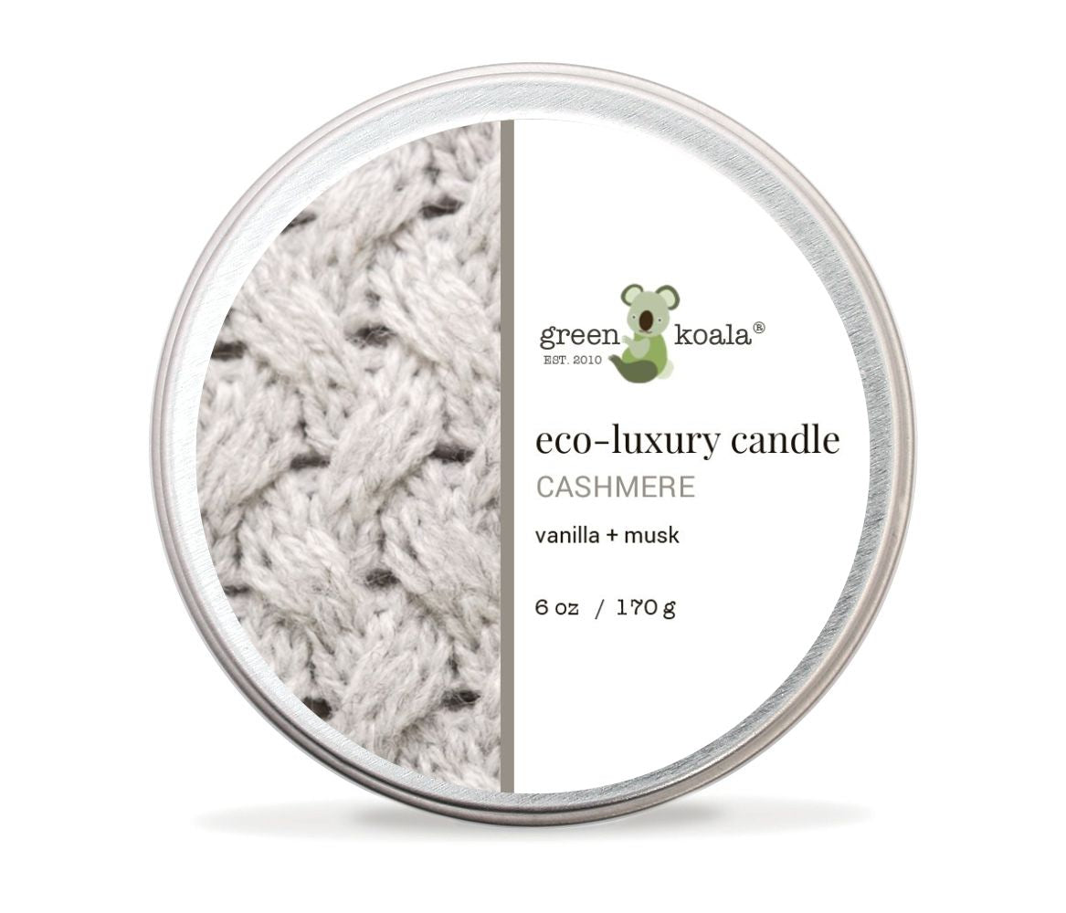 6oz oz Green Koala Organic Cashmere Non-toxic Tin Candle with Lid
