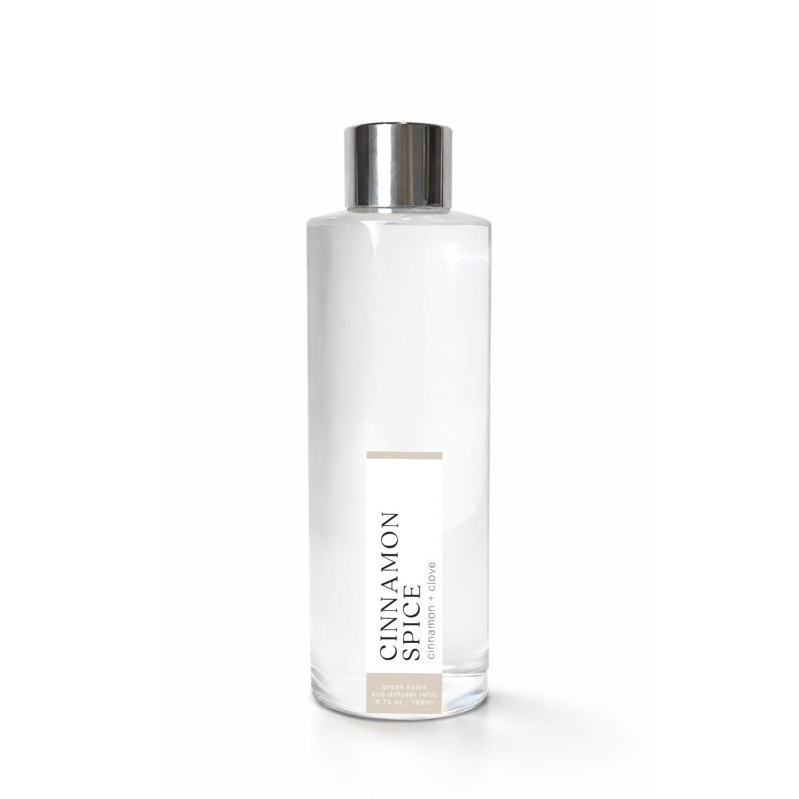 Clear bottle with silver cap labeled &