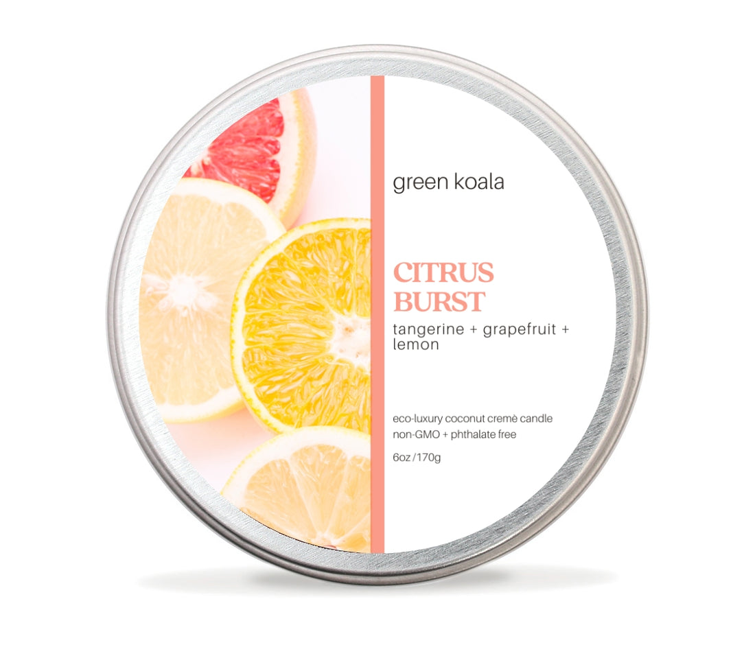 Citrus Burst Non-Toxic 6 oz Candle Tin by Green Koala