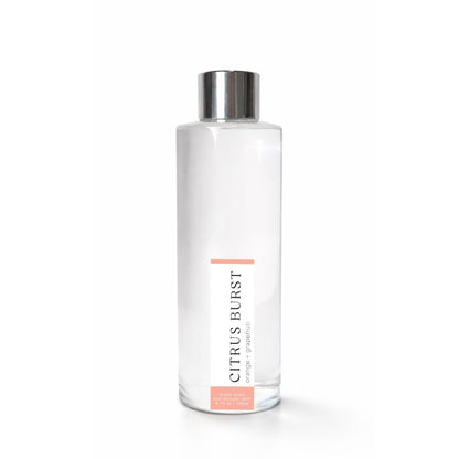 Clear bottle with silver cap labeled Citrus Burst on a white background