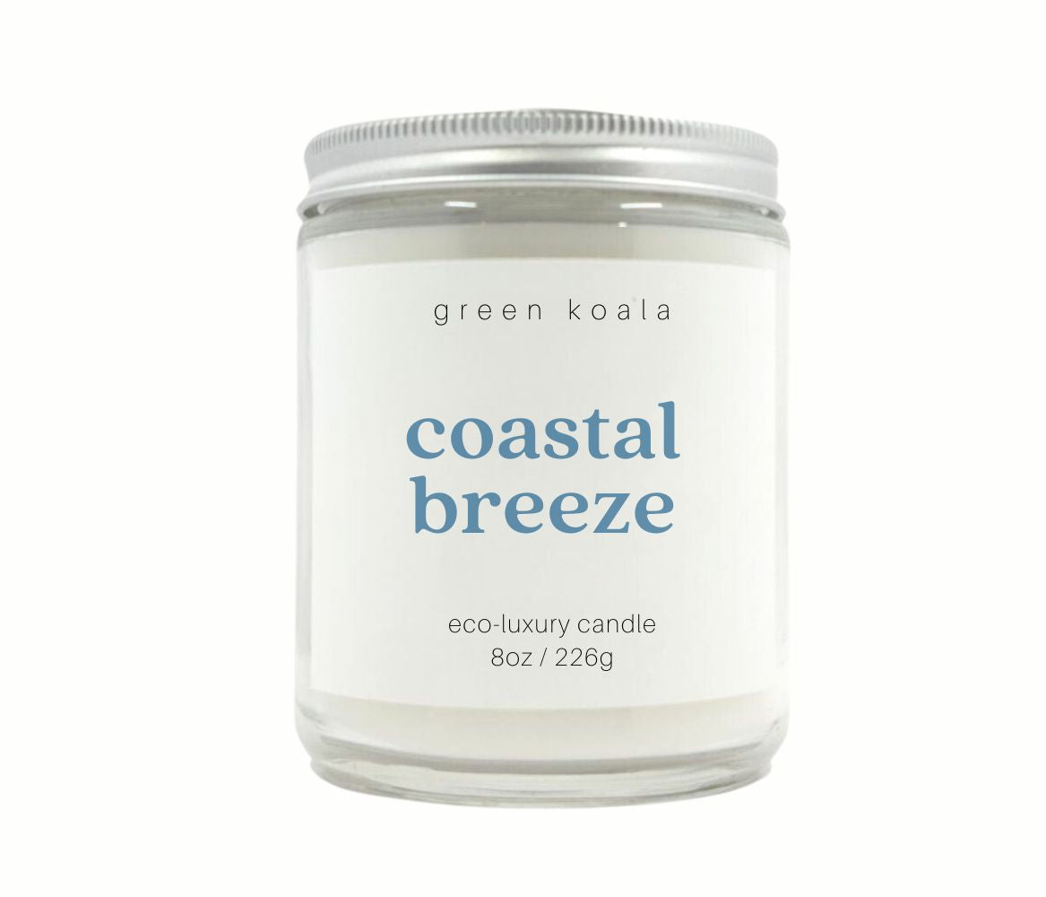 Coastal Breeze Candle 8oz | Clean Coconut Wax – Green Koala