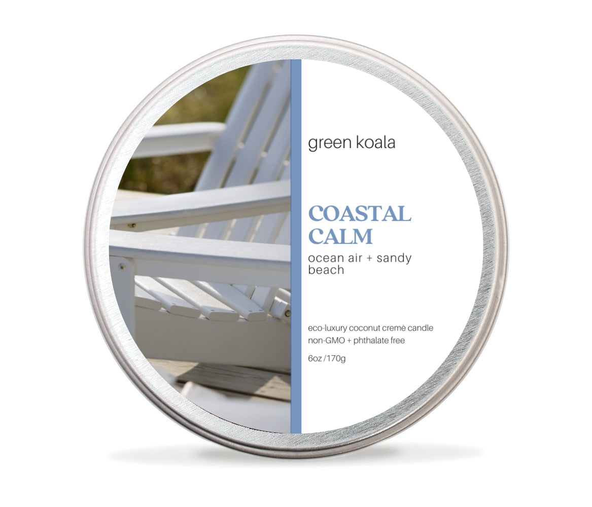 Coastal Calm Non-Toxic 6 oz Candle Tin by Green Koala