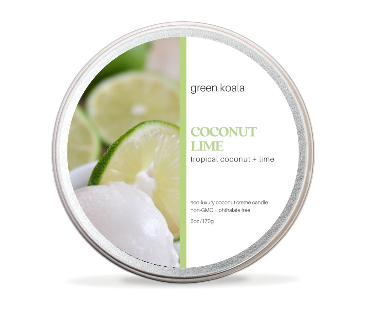 Coconut Lime Non-Toxic 6 oz Candle Tin by Green Koala