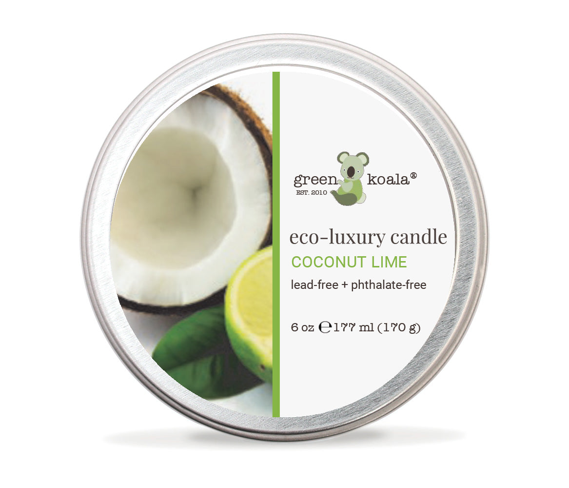 Green Koala Organic Coconut Lime Eco-Luxury Non-Toxic Candle Tin With Lid