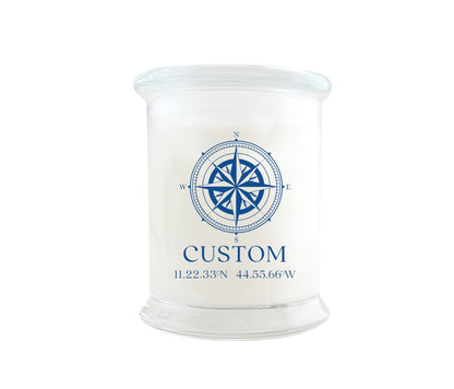 Custom Compass 12oz Coconut Wax Eco-Luxury Non-Toxic Candle in Navy