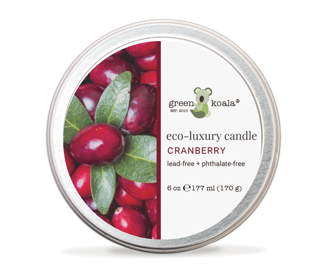 Green Koala Organic Cranberry Eco-Luxury Non-Toxic Candle Tin With Lid