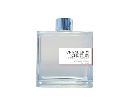 7oz Cranberry Chutney non-toxic scented reed diffuser in glass jar.