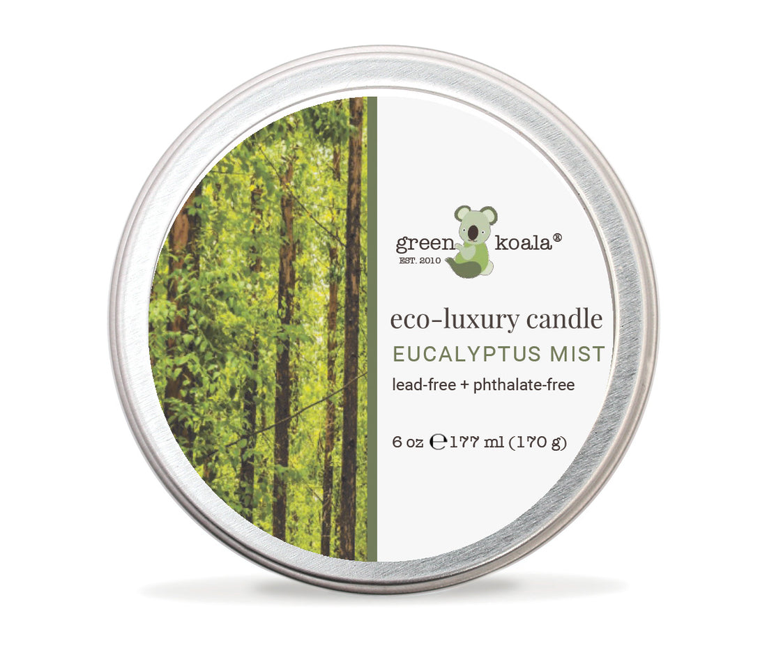 Green Koala Organic Eucalyptus Mist Eco-Luxury Non-Toxic Candle Tin With Lid