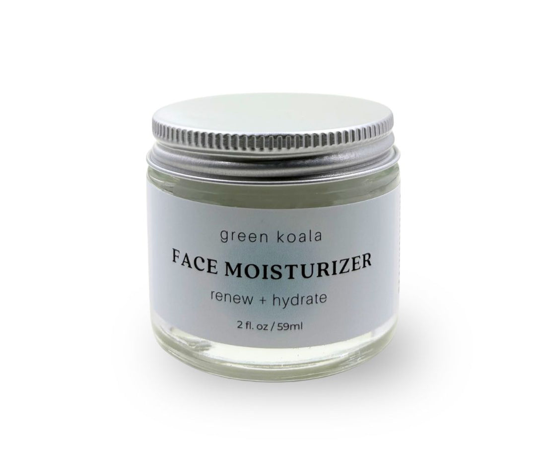 Green Koala Organic Face Moisturizer in 2 oz glass jar natural hydrating facial cream