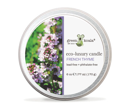 Green Koala Organic French Thyme Eco-Luxury Non-Toxic Candle Tin With Lid
