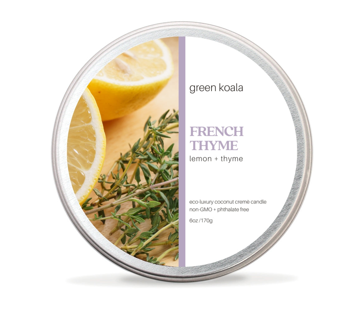 French Thyme Non-Toxic 6 oz Candle Tin by Green Koala